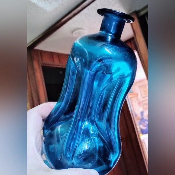 Vintage Turquoise Kluk Kluk Bottle by Jacob Bang for Kastrup Holmegard